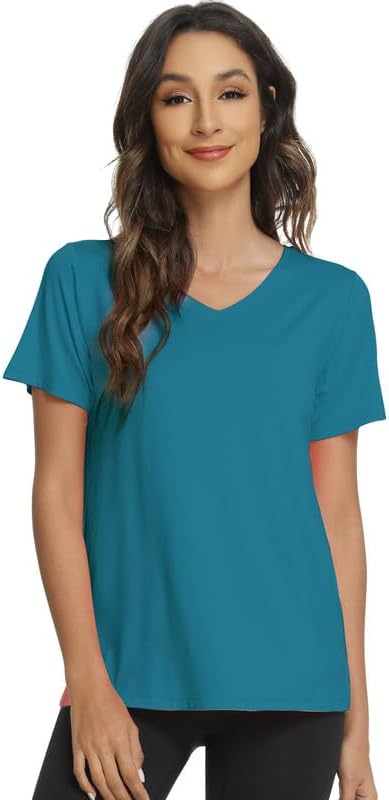 WiWi Viscose from Bamboo Pajama Tops for Women Super Soft Short Sleeve Tee V Neck Sleep Cooling T-Shirt Pjs Sleepwear S-XXL - Image 4