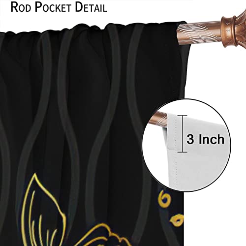 Japanese Koi Fish Curtain, Big Wave Koi Silhouette Asian Style Room Darkening Door Window Rod Pocket Curtain For Bedroom Kitchen Living Room 42X45In #TOP5