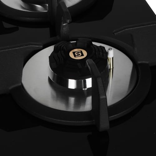 Faber Hob/Hobtop 3 Brass Burner Auto Electric Ignition Glass Top (Maxus HT603 CRS BR CI AI) Black - Image 5