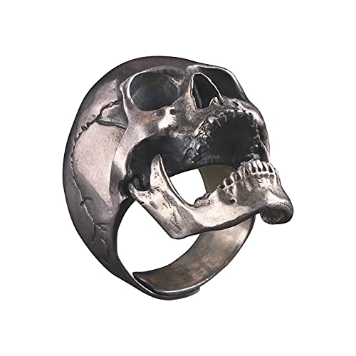 Image of Skull Ring 925 Sterling Silver Handcrafted Gothic Rock Punk Diablo Vintage Cocktail Party Biker Retro [Standard 60021] - Ring Size 9.5