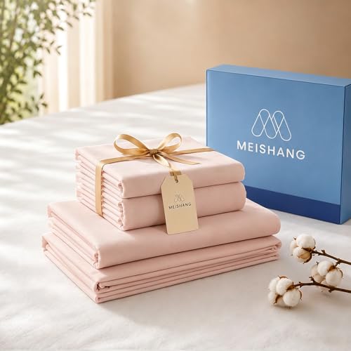 Image of MEISHANG 1000TC Egyptian Cotton Sheets King, 16 inch Deep Pocket | 1000TC Egyptian Cotton Sheets, Sateen Weave, Ultra Soft & Breathable, OEKO-TEX Certified