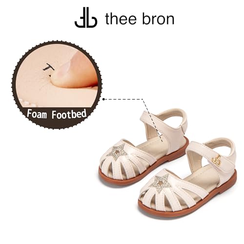 Image of THEE BRON Toddler Girls Closed-Toe Sandals Sweet Retro Cutout Summer Dress Shoes