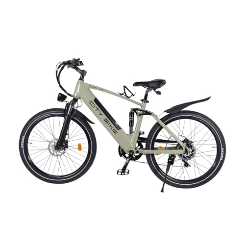 OUXI V2 E-Bike 26 Zoll Elektrofahrrad Herren Damen, 250W Motor 60Nm, 36V 10.4Ah Akku, Hydraulische Scheibenbremsen, Vollfederung, Trekking E-Mountainbike, bis 25km/h Stadtrad Pedelec (Grün)