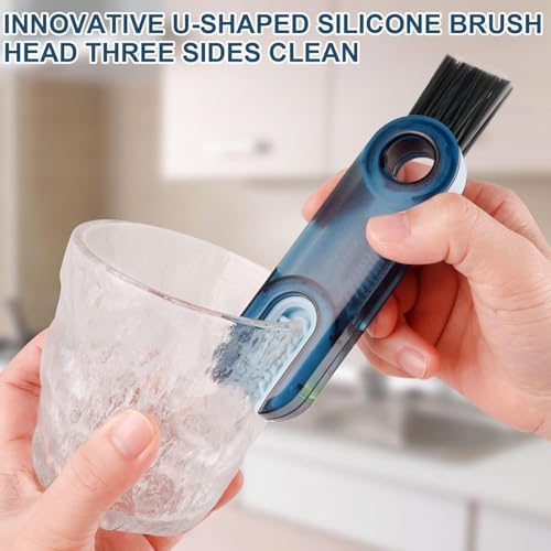 Image of SKYTONE 3 in 1 Cup Lid Gap Cleaning Brush Set, Multifunctional Insulation Bottle Cleaning Tools, Mutipurpose Tiny Silicone Cup Holder Cleaner, Home Kitchen Cleaning Tools (2)