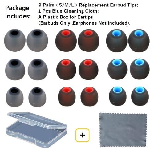 Image of Replacement Earbud Tips Earbud Covers Silicone Tips Ear Gels Fit for Inner Hole from 3.8mm - 5.1mm Earphones 9 Pairs S /M /L
