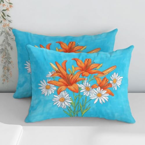 Housse de couette 3D de qualité supérieure motif lys et marguerites - 5