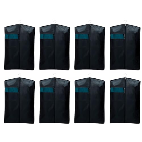 Image of Men's Coat & Blazer Cover | Fold-Over Rexin Garment Bag | Durable, Dustproof, Moisture-Proof Protector for Suits, Jackets & Formal Wear | Black | Set of 8 | Height-36 inch