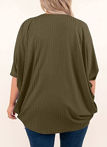 Eytino Womens Plus Size Summer Cardigan Casual Half Sleeve Ruched Open Front Cardigans Tops(1X-5X)3