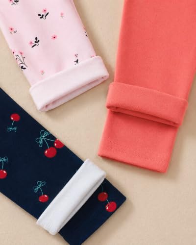 Image of Jecson Toddler Girl Leggings Baby Pants 3 Pack Stretchy Floral Clothes 1-4Y