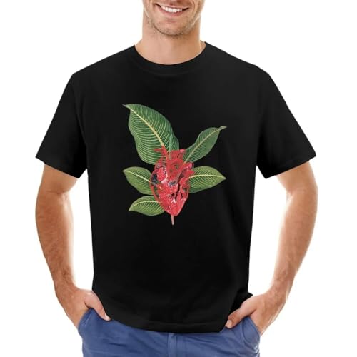 Tee-shirt homme Green Heart noir vêtement casual pour passionnés nature
