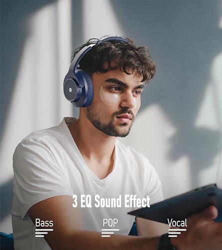 Lankey Sound Bluetooth Kopfhörer Over-Ear,70 Std Kopfhörer Kabellos Bluetooth,Kabellose Kopfhörer mit 3 Eq-Modi,HiFi-Stereo,Eingebautem Hd-Mikrofon,Kopfhörer Bluetooth füR Handys/Ipad/Laptops/Pc – Bild 5