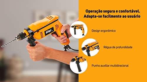 WAP Furadeira Elétrica De Impacto Efi 600K10 600W Mandril 3/8” 127V Maleta E Acessórios Trena Chaves