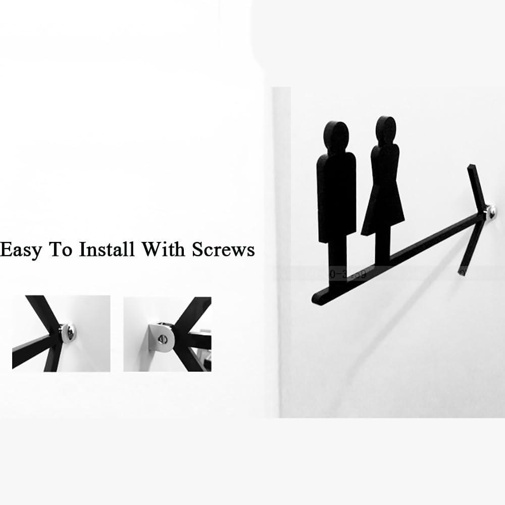 Restroom,Bathroom Signs Restroom Signs Men Women, Black Accessible Restroom Sign Set for Wall/Door, Easy Mounting for Office or Business Bathroom Toilet(B)