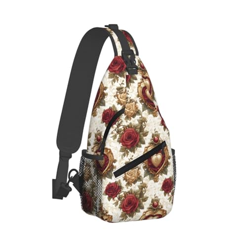 Sac à bandoulière réglable imprimé rose pour voyage et randonnée