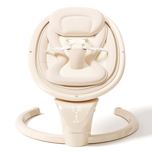 Baby Swings for Infants, Electric Infant Swing with Remote Control, Portable Baby Swing with 5-Point Harness, 5 Speeds, and 10 Preset Lullabies (Adapter Included)