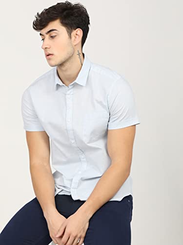 Image of Ketch Men's Cotton Slim Fit Solid Half Sleeve Shirt
