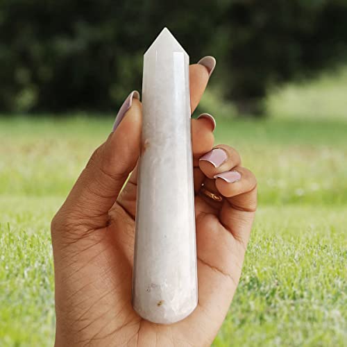 Image of Clear Quartz Crystal Wand for Reiki Healing 50-100 Gm | Natural Crystals Stone Wand for Vastu Meditation Massager Tool
