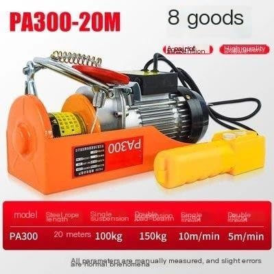 Heber-Kran 220V PA200-PA600 12-20M Mini-Elektro-Hebekran Haushalt Kleiner Hebezeug 1t/0,5 Tonnen Dekoration Windenhebezeug(PA300-20M)