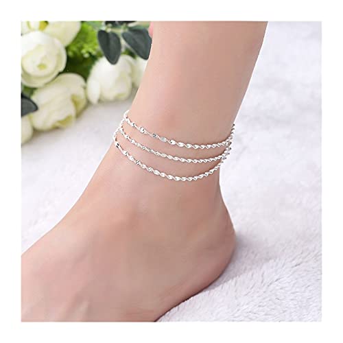 CQHUI 925 Silber Knöchel Armband Strand Zubehör Für Frauen Twist Fußkette Fußklets Schmuck (Color : Style A) Cover