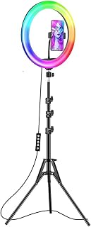XIAOJUN 26CM RGB Color Soft Ring Light Remote Circle Lamp with Tripod Stand Photography Fill Lighting Selfie Video Recording RingLight