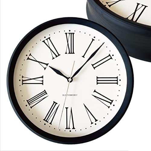 KATOMOKU muku clock 5 ローマ数字 ブラック 掛け時計 連続秒針 km-58BK φ306mm (電波時計)