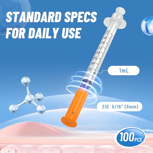 1ml Jeringa 31G 5/16" (8mm), U-100 Lab Supplies, Individually Wrapped Pack of 100 - Image 3