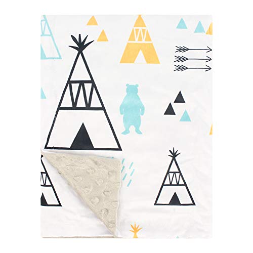 Soft Minky Baby Blanket, with Double Layer Dotted Backing, Plush Receiving Baby Blanket