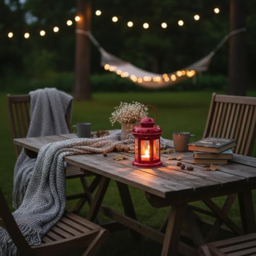 Image of Mini Metal Tea Light Lantern Set of 2 Red Candle Holder Home Decor | | Perfect for Living Room, Bedroom, Pooja Space, Festive Decor, Weddings, Housewarming & Gifting Ideal for Diwali, Wedding