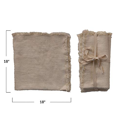 Creative Co-Op Cream Square Linen Fringe Trim (Set of 4) Napkin - Image 3