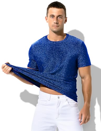 Arjen Kroos Men's Shiny Shirts Short Sleeve Sparkly Disco Rave Hot Tops Nightclub Glitter T-Shirt3