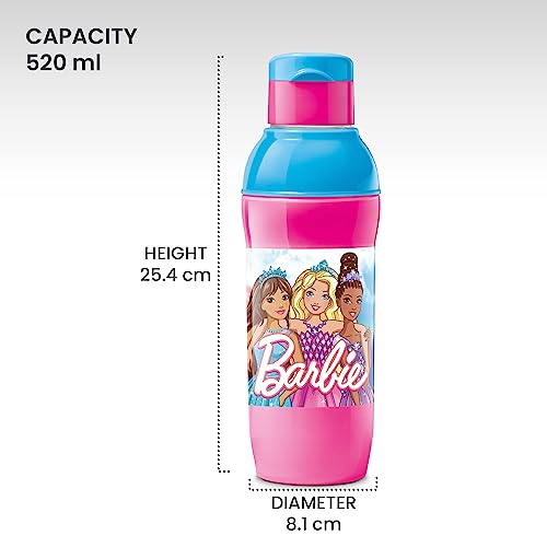 MILTON Steel Barbie 600 Insulated Inner Stainless Steel Kids Water Bottle, 520 ml, Cherry Pink & Blue | PU Insulated | Hot & Cold | Easy to Carry | Leak Proof