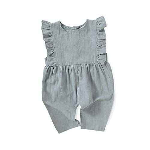 PATPAT Baby Girl Romper Baby Ruffle Sleeveless Baby Onesies Bodysuit Jumpsuit Baby Girl Summer Clothes Toddler Girl Clothes Light Blue
