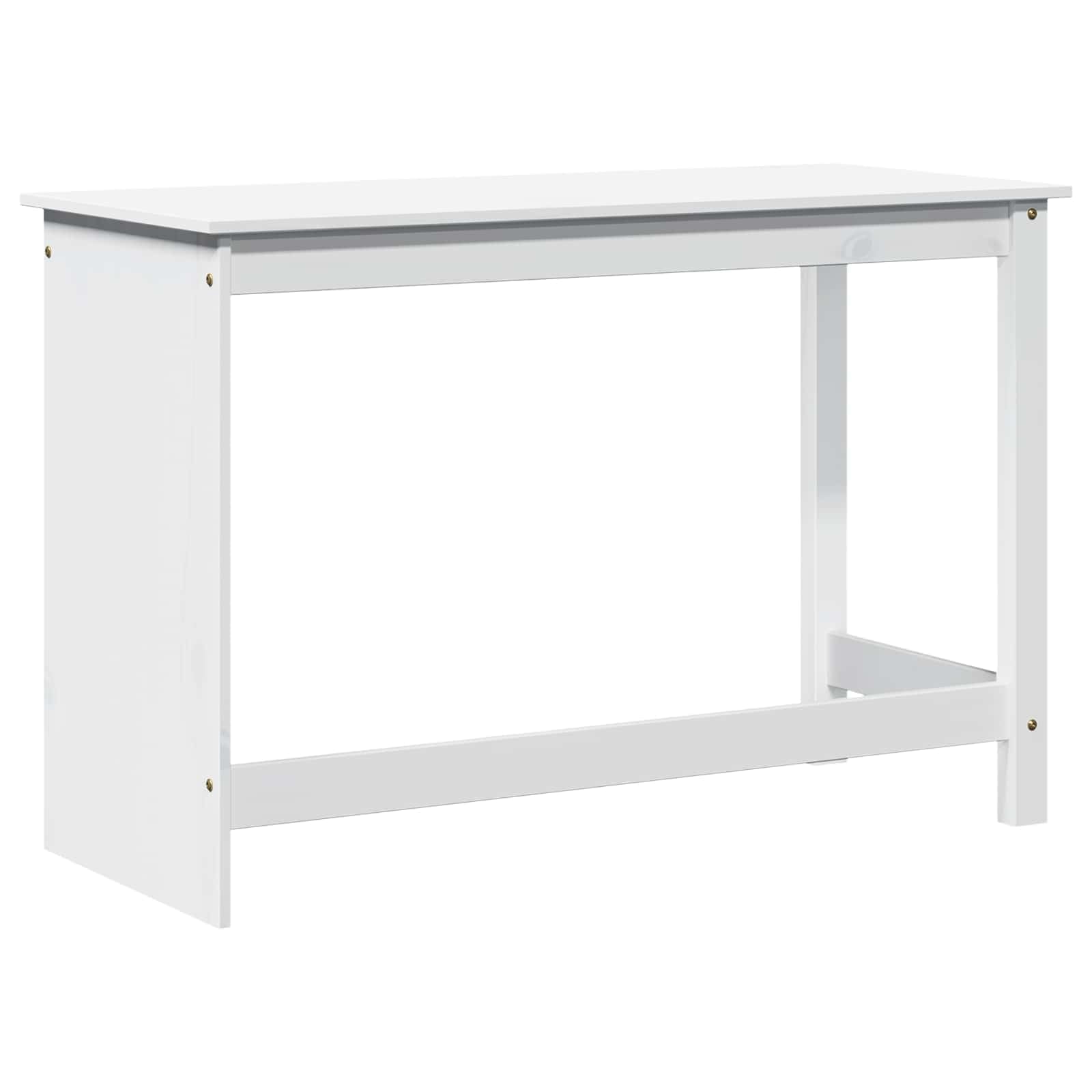 Białe biurko 112 x 50 x 75 cm z litego drewna sosnowego do domowego biura, gabinetu, pokoju młodzieżowego i dziecięcego, z zarządzaniem kablami, półką na klawiaturę, regałem i szufladą