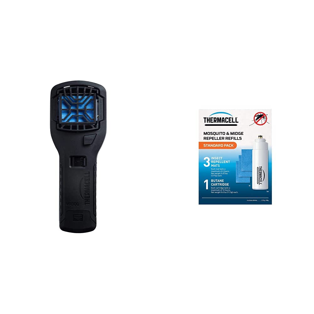 Thermacell MR300 Mosquito & Midge Protector ; Includes 3 x 4 Hour Mats & 1 x 12 Hour Cartridge; Easy to Use, Highly Effective; DEET-Free; No Spray; No Smoke; 20 sq m Zone of Protection