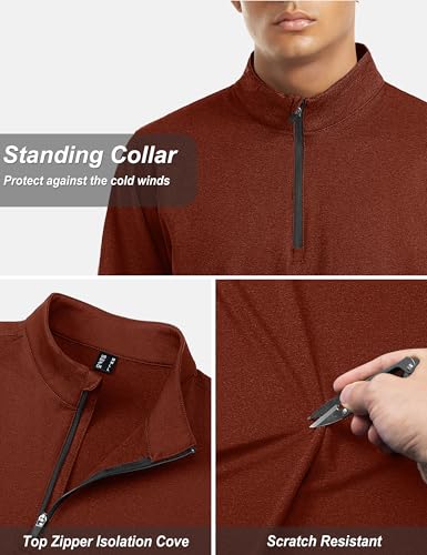 Image of TACVASEN Men's Sports Shirts 1 /4 Zip Long Sleeve Fleece Lined Running Workout Pullover Tops Sweatshirt
