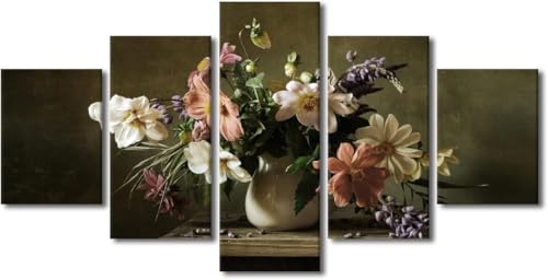 Tableau multi panneaux fleurs 100 x 50 cm habillage mur vide