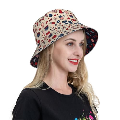 Image of Bucket Hat Double-Side-Wear Reversible Sun Hat Beach Travel Hiking for Women Men