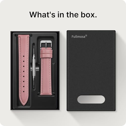 Image of Fullmosa 22mm Quick Release Leather Watch Band for Garmin Samsung Galaxy | Strap for Garmin Vivoactive 4 45mm,Garmin Venu 4(45mm) /Venu 3 /Venu 2,Samsung Galaxy Women Men, Pink&Silver Buckle