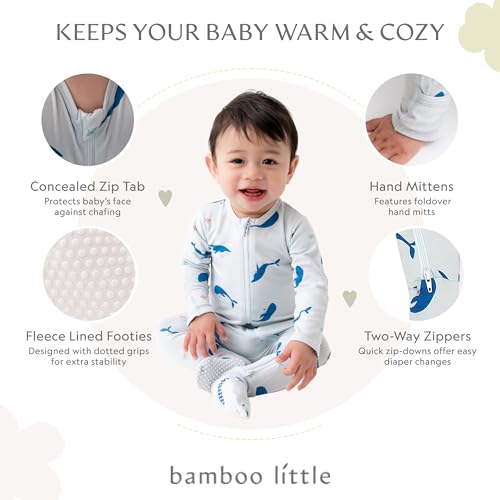 Image of Bamboo Little Soft Baby Footie Pajamas, Baby Clothes, Newborn Sleepers, 95% Viscose and 5% Spandex, 0-24 Months