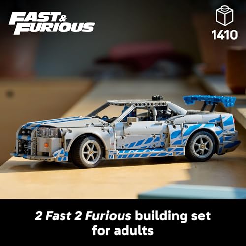 Image of LEGO Technic 2 Fast 2 Furious Nissan Skyline GT-R (R34) Car - DIY Kit and Building Set for Adults - Collectible Model Street Racer with Drift Function - Gift for Car Enthusiasts and Movie Fans - 42210