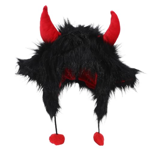 Bonnet d'hiver à cornes de vache en peluche douce avec oreilles protégées