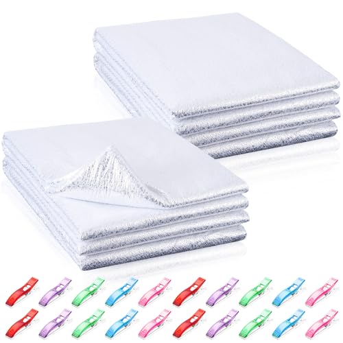 Treela 4 Pcs Heat Resistant Batting for Potholders 36 x 45 Inch Insulating Thermal Lining Batting with 20 Pcs Fabric Clips for Pot Holders Heat Reflective Fabric