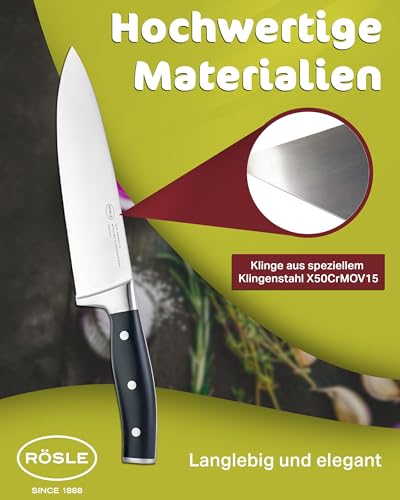 RÖSLE Kochmesser Tradition 20 cm - Hochwertiges und scharfes Küchenmesser, universell einsetzbar...