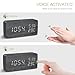 KeeKit Digital Wooden Alarm Clock, Electronic LED Desktop Clock with Temperature Humidity Time Display, 3 Alarm Settings, Voice Control, 3 Levels Adjustable Brightness for Home, Bedroom, Office