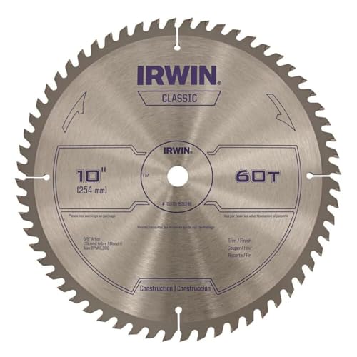 IRWIN Tools Classic Series Carbide Table/Miter Circular Saw Blade, 10-Inch, 60T (15370)
