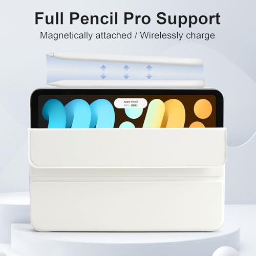 Dwopar Magnetic Case for iPad mini 7 A17 Pro, Slim Smart Folio for iPad mini 7th/6th Generation 8.3 Inch 2024/2021 Model, Lightweight Trifold Stand, Auto Sleep/Wake, Support Pencil Pro, White by Dwopar - Image 5