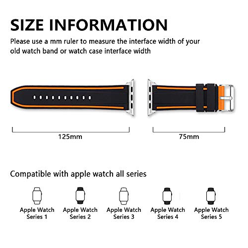 Narako Compatible With Apple Watch Bands 41Mm/40Mm/38Mm 49Mm/45Mm/44Mm/42Mm Silicone Divers Model Replacement Rubber Sport Watch Strap For Iwatch Series 8/7/6/5/4/3 Ultra/Se Bicolor For Men And Women (Orange, 49Mm/45Mm/44Mm/42Mm) #TOP2