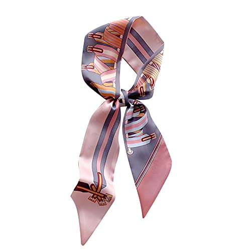 IMLECK Creative Printing Silk Like Skinny Scarf Womenâ€™s Fashion Bag Ribbon Scarf Headbands Trendy Hair Band
