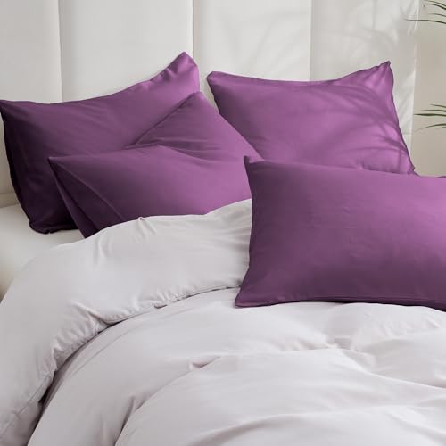 ZPECC Pillow Cases Queen Size Set of 12, 20x30 Envelope Closure Pillowcases, Soft Plain Brushed Microfiber Covers Hypoallergenic Breathable, Dark Purple