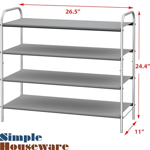 Image of Simple Houseware 4-Tier Shoe Rack Storage Organizer 20-Pair, Grey
